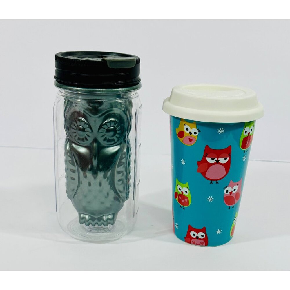 Owl Themed Lidded Drinking Cups Cool Gear Insulated Tumbler Ceramic Travel Mug